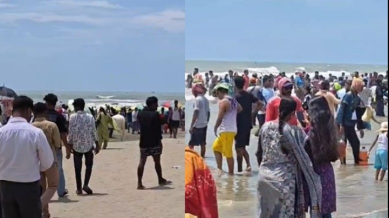 বৈরী আবহাওয়ায়ও কক্সবাজার সমুদ্র সৈকতে পর্যটকের উপচে পড়া ভিড়